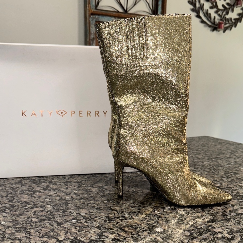 Katy Perry Collections Glittering Gold Heeled Boots - Picture 3 of 12